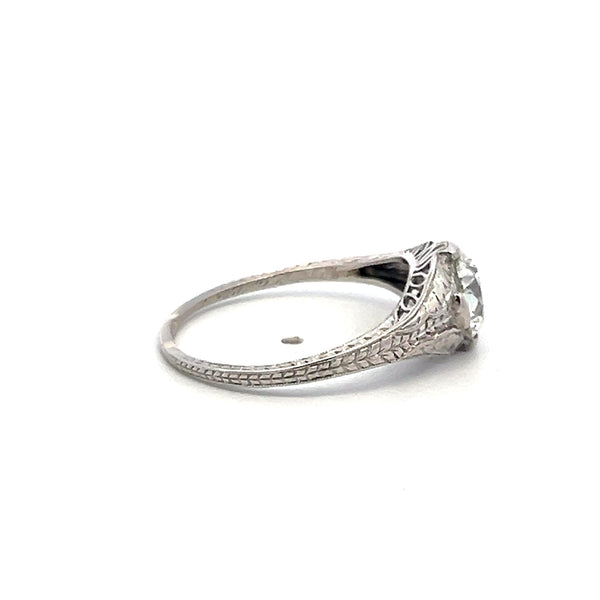 Vintage 1.02ct Circular Brilliant Cut Diamond Platinum Engagement Ring (I VS2)