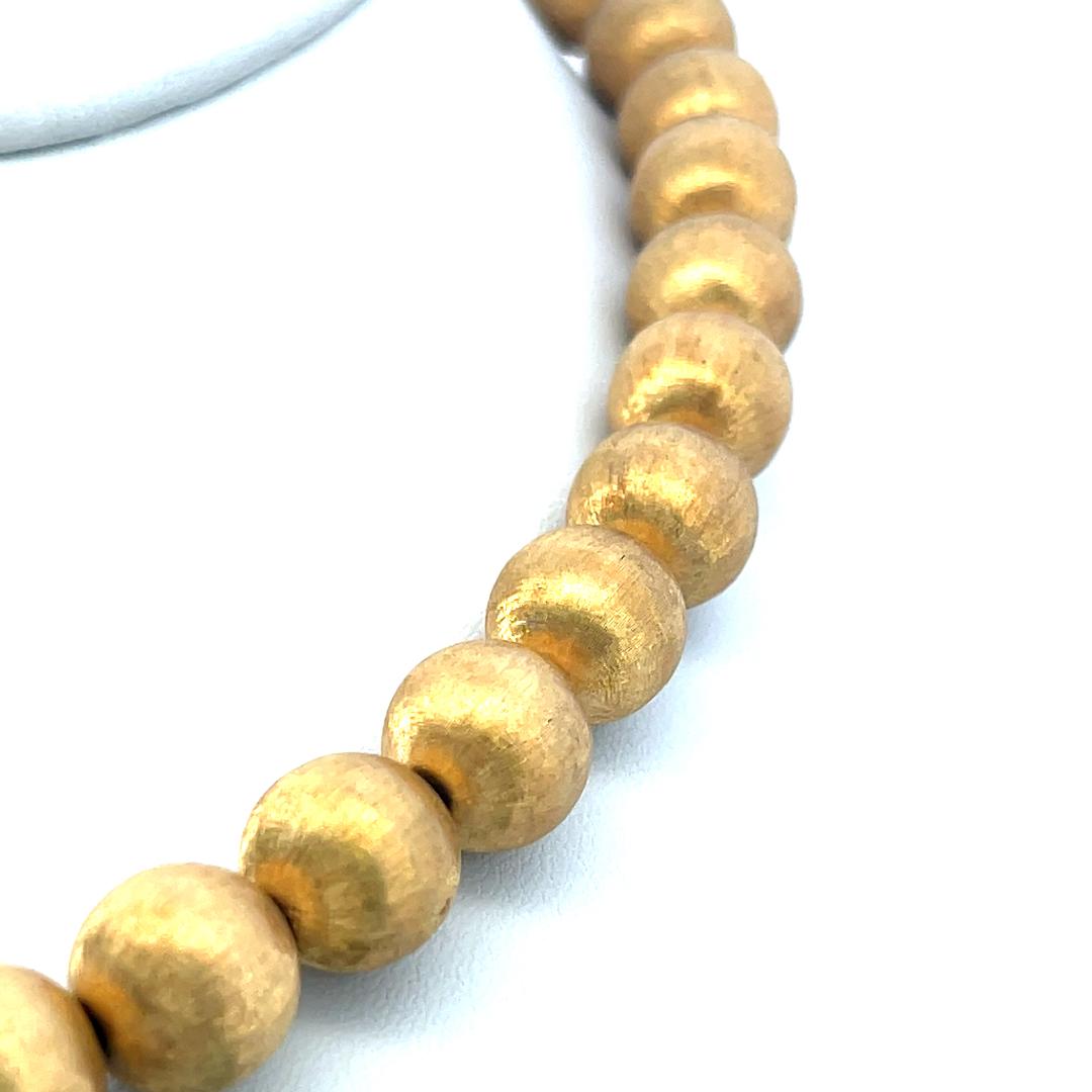 Vintage 18K Yellow Gold Bead Necklace with 2 Carat Round H SI Diamonds