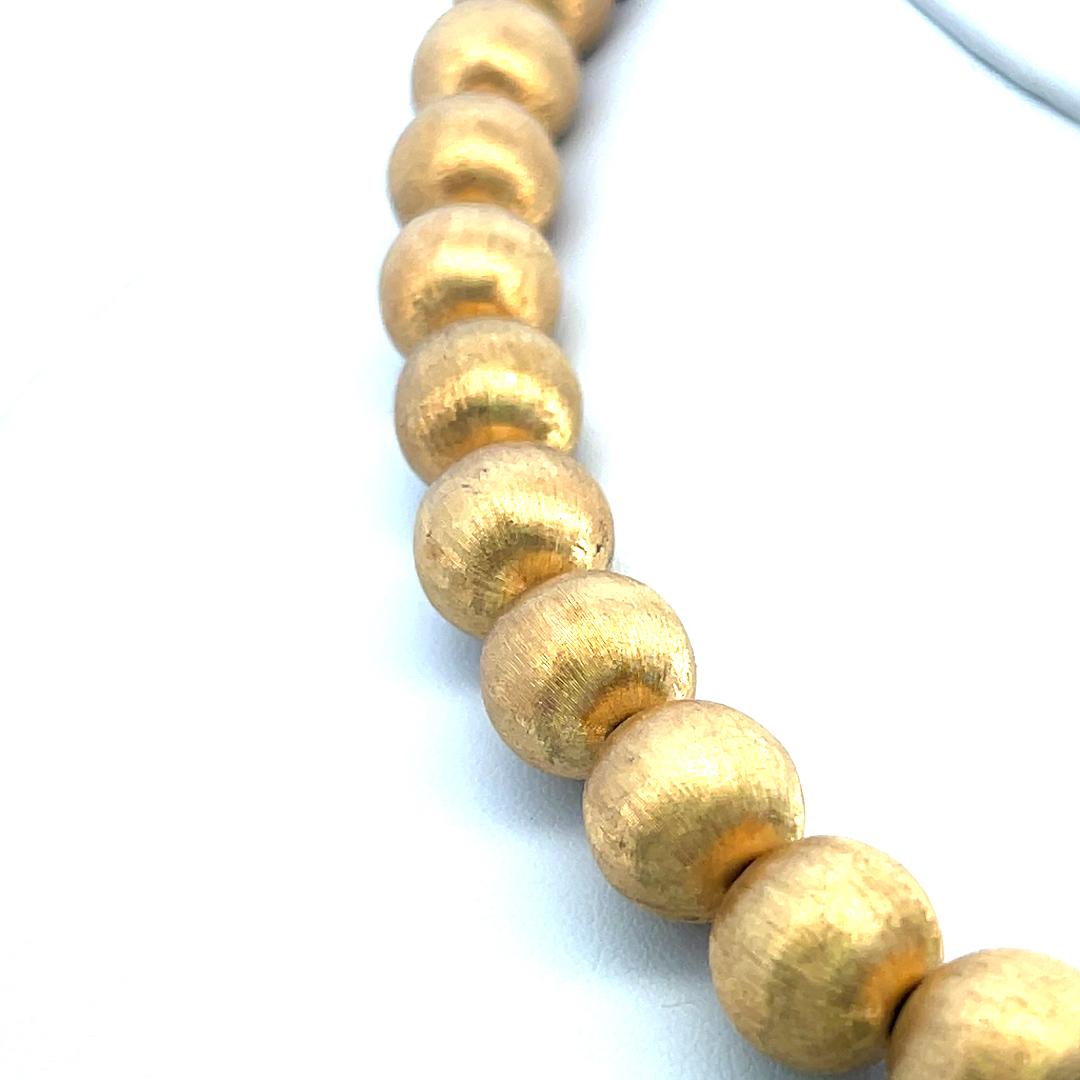 Vintage 18K Yellow Gold Bead Necklace with 2 Carat Round H SI Diamonds