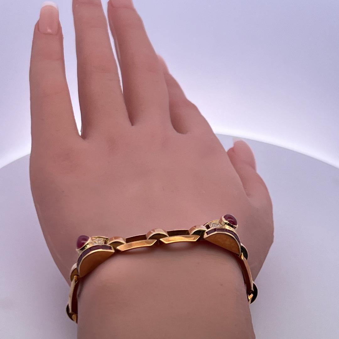 6.00ct Ruby & 0.40ct Diamond Link Bracelet in 18K Yellow Gold (G VS)