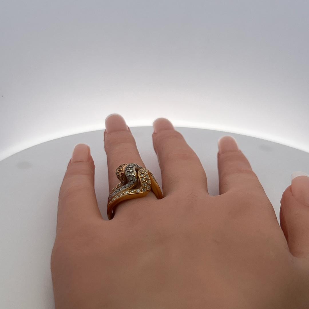 0.74ct Round Brilliant Diamond Pave Cocktail Ring in 18K Tri-Color Gold (H VS)