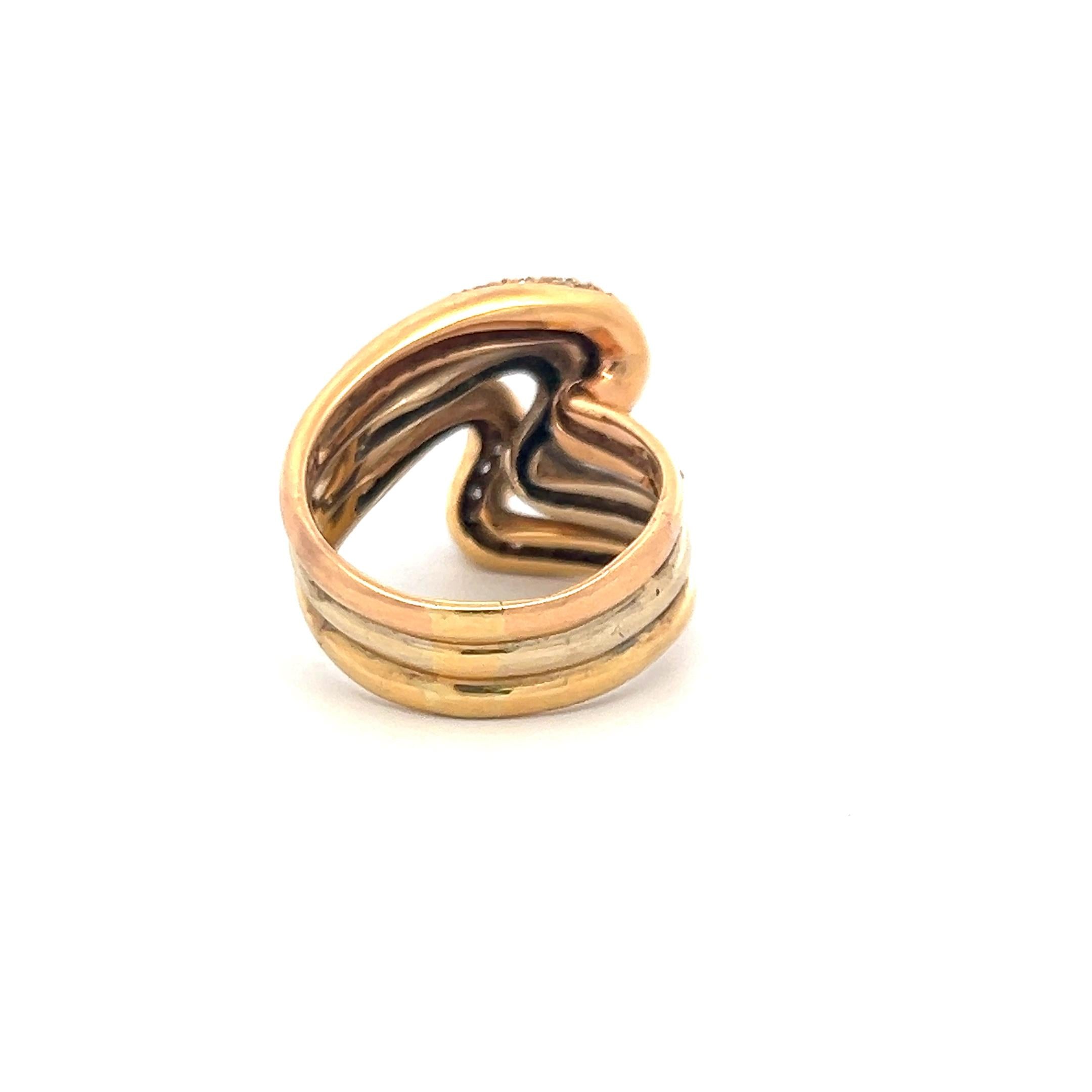 0.74ct Round Brilliant Diamond Pave Cocktail Ring in 18K Tri-Color Gold (H VS)