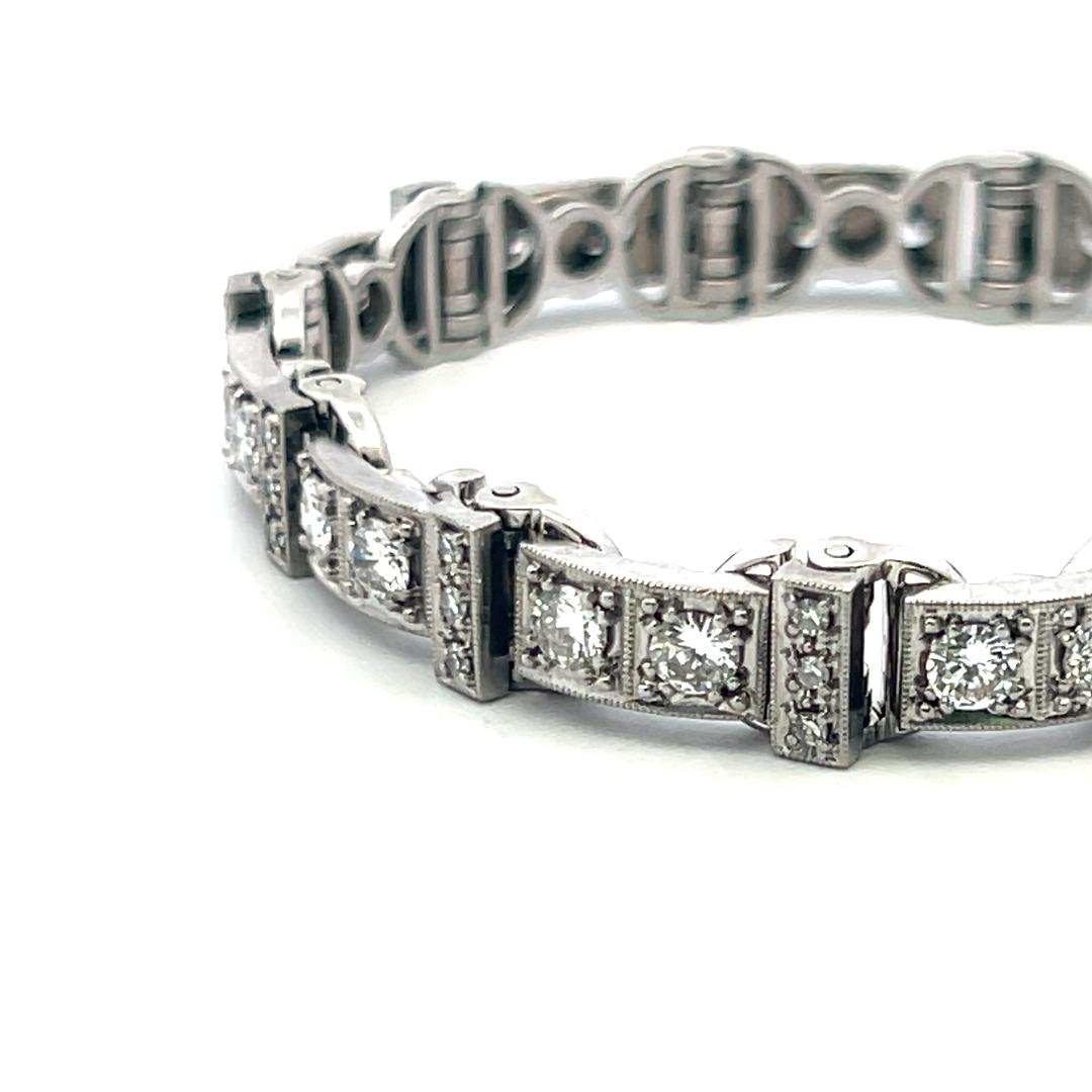 Antique 3.50ct Round Brilliant Diamond Tennis Bracelet in 18K White Gold (H VS)