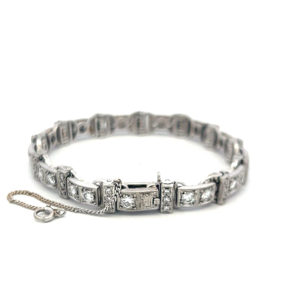 Antique 3.50ct Round Brilliant Diamond Tennis Bracelet in 18K White Gold (H VS)