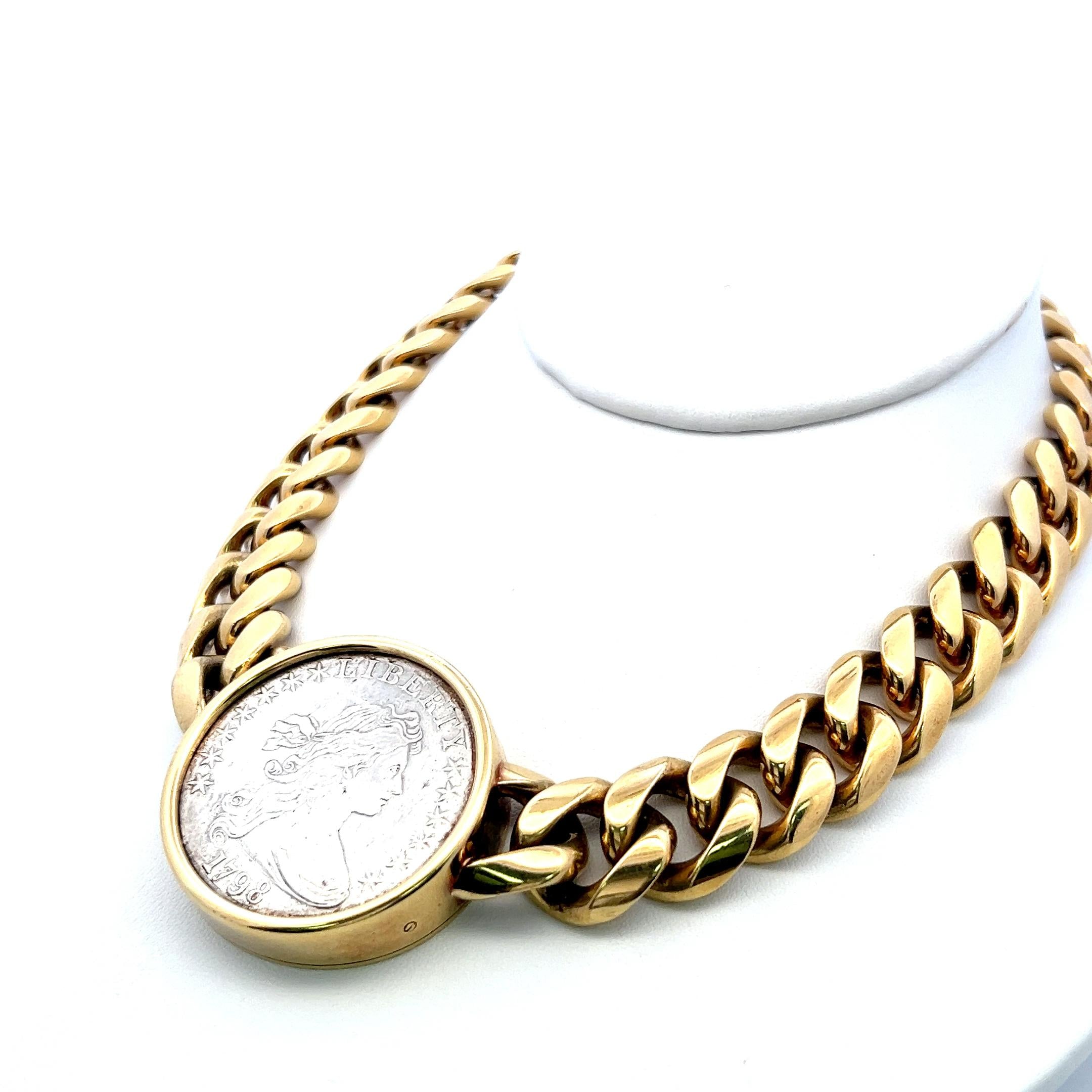 Bvlgari 18K Two Tone Gold/Silver Coin Collar Necklace 290 Grams