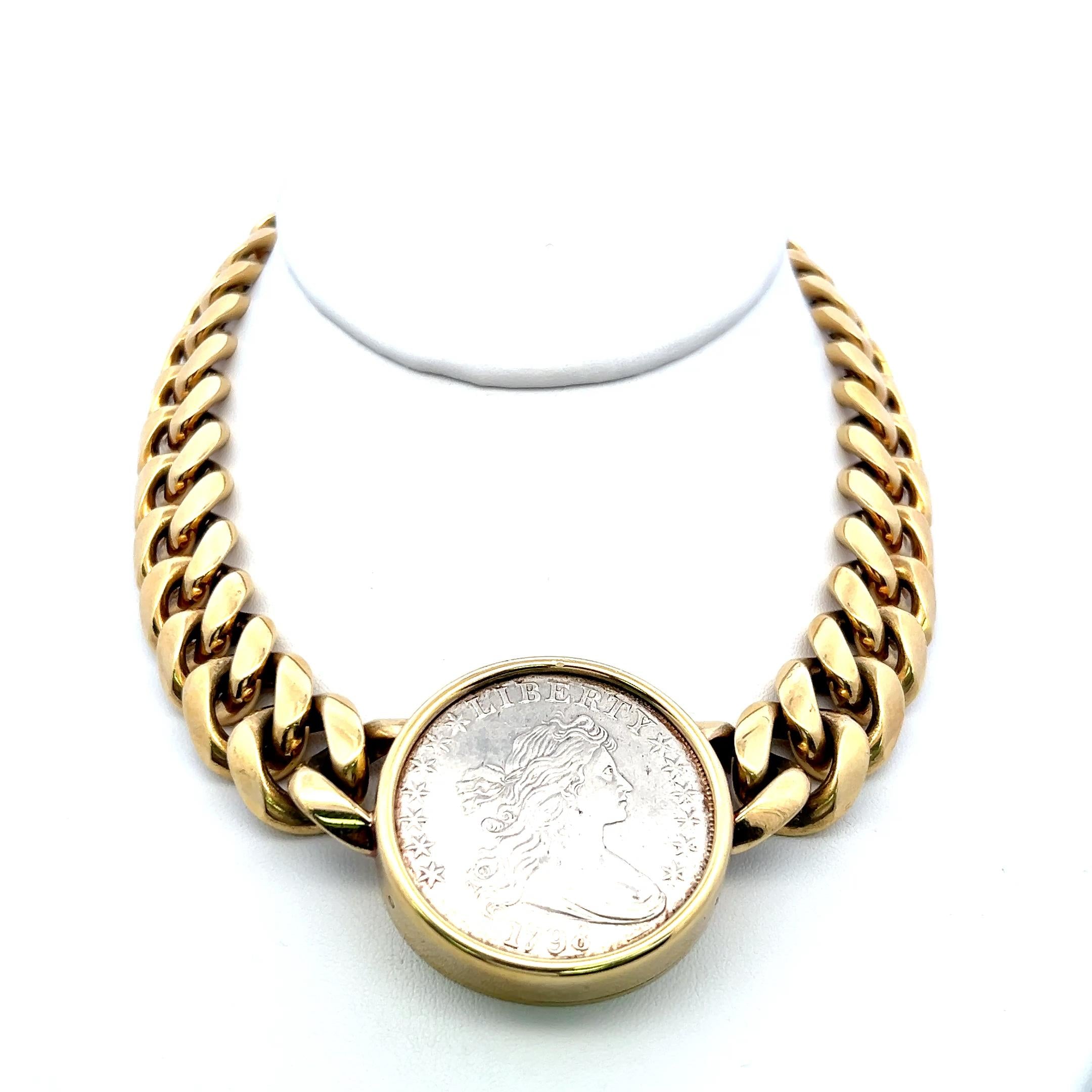 Bvlgari 18K Two Tone Gold/Silver Coin Collar Necklace 290 Grams
