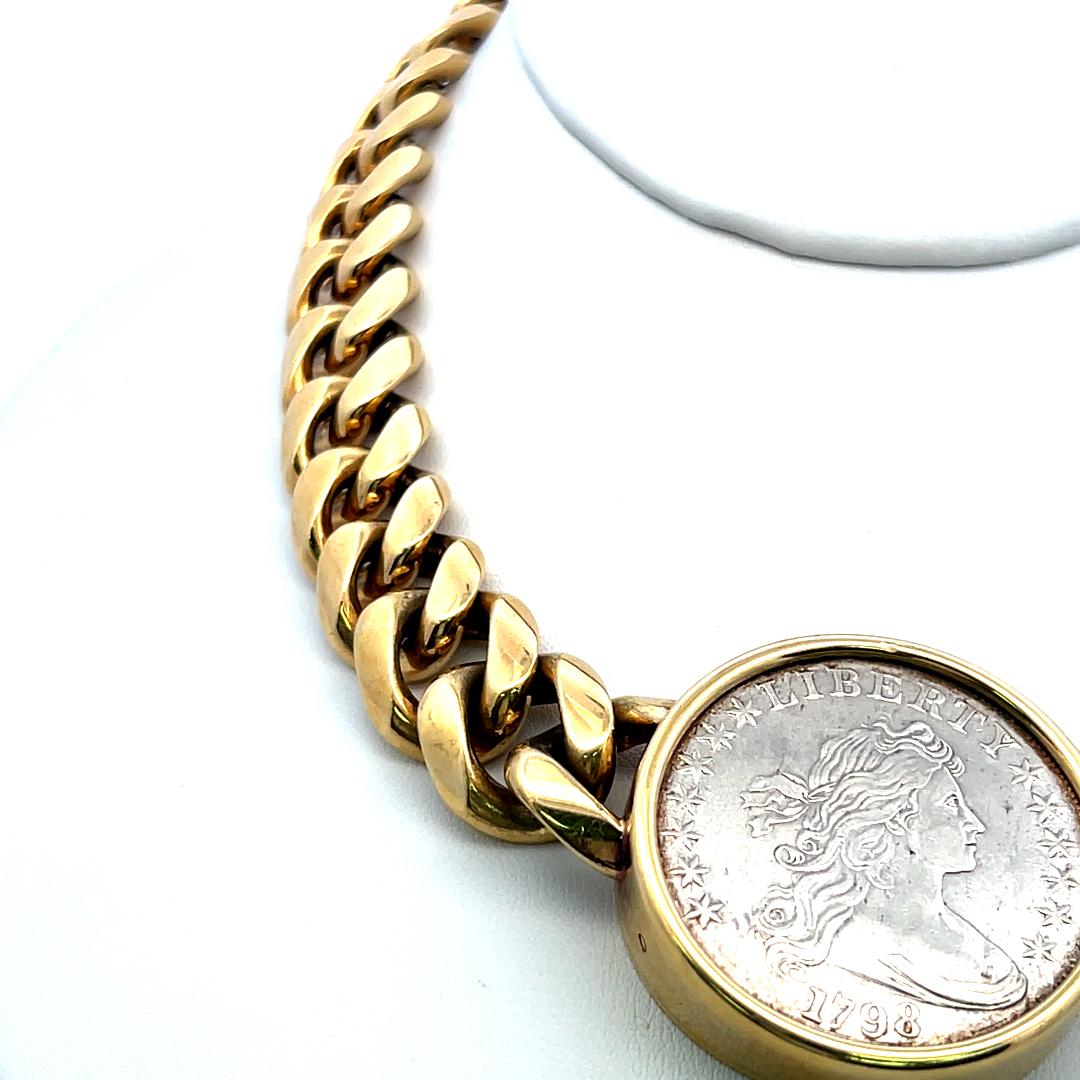 Bvlgari 18K Two Tone Gold/Silver Coin Collar Necklace 290 Grams