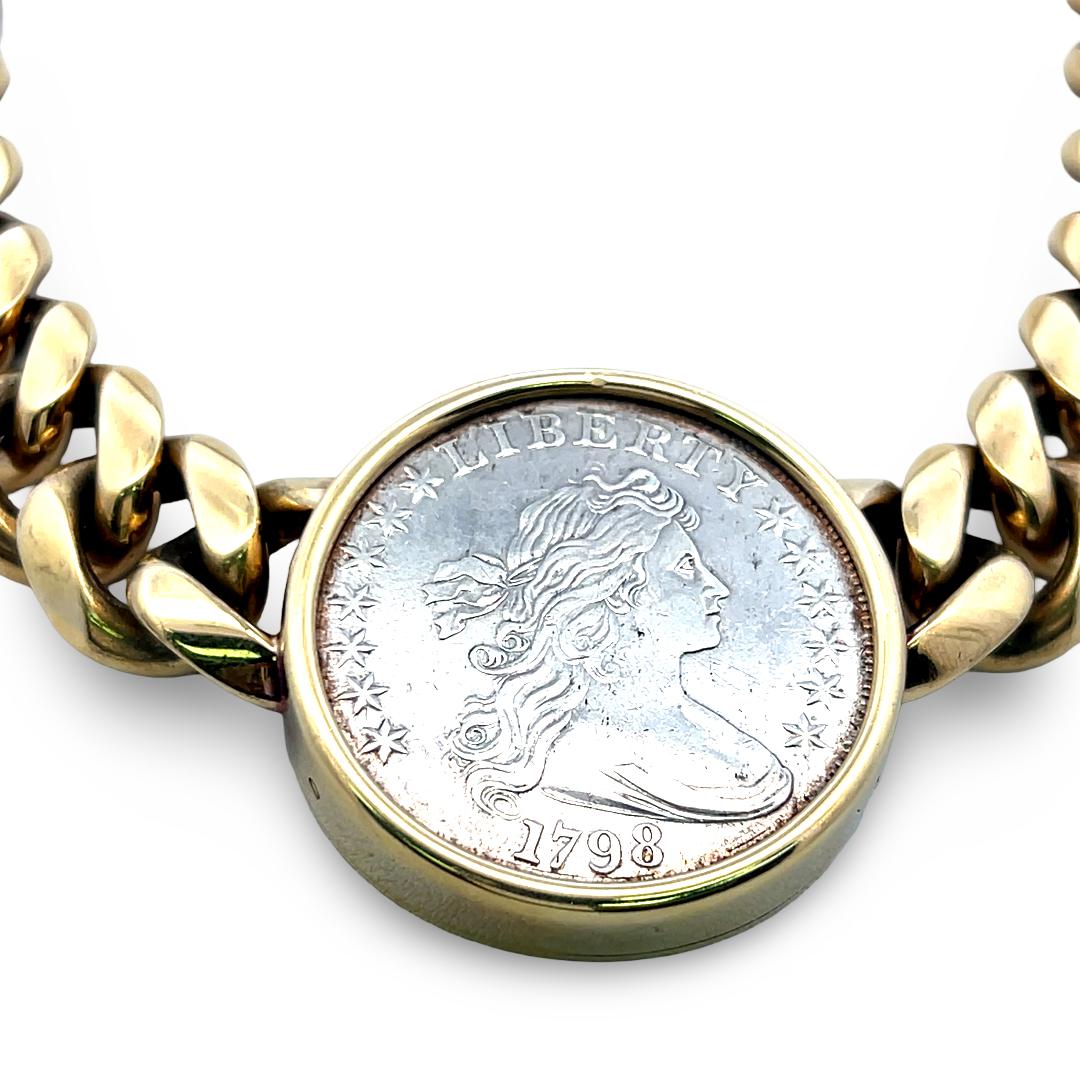 Bvlgari 18K Two Tone Gold/Silver Coin Collar Necklace 290 Grams