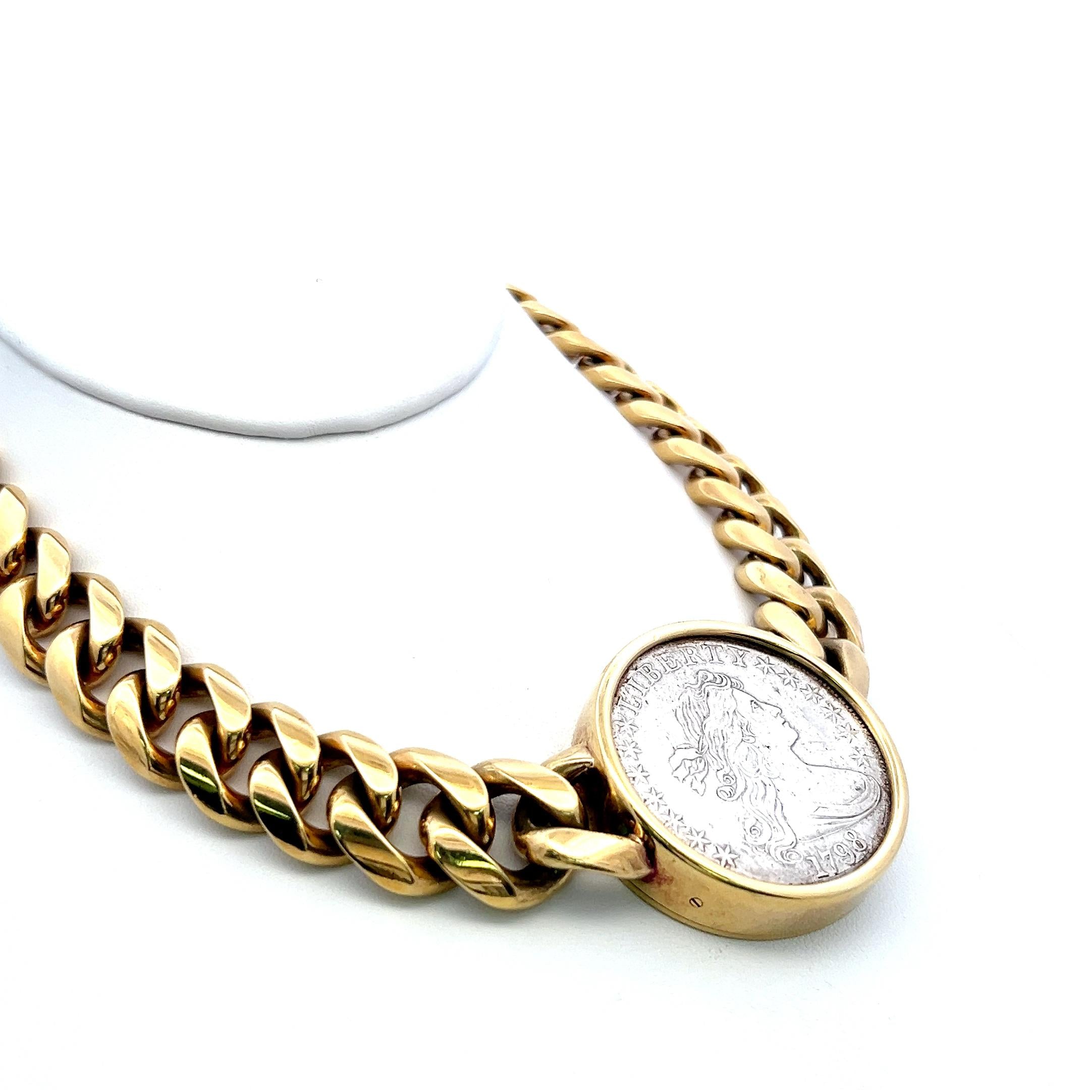Bvlgari 18K Two Tone Gold/Silver Coin Collar Necklace 290 Grams