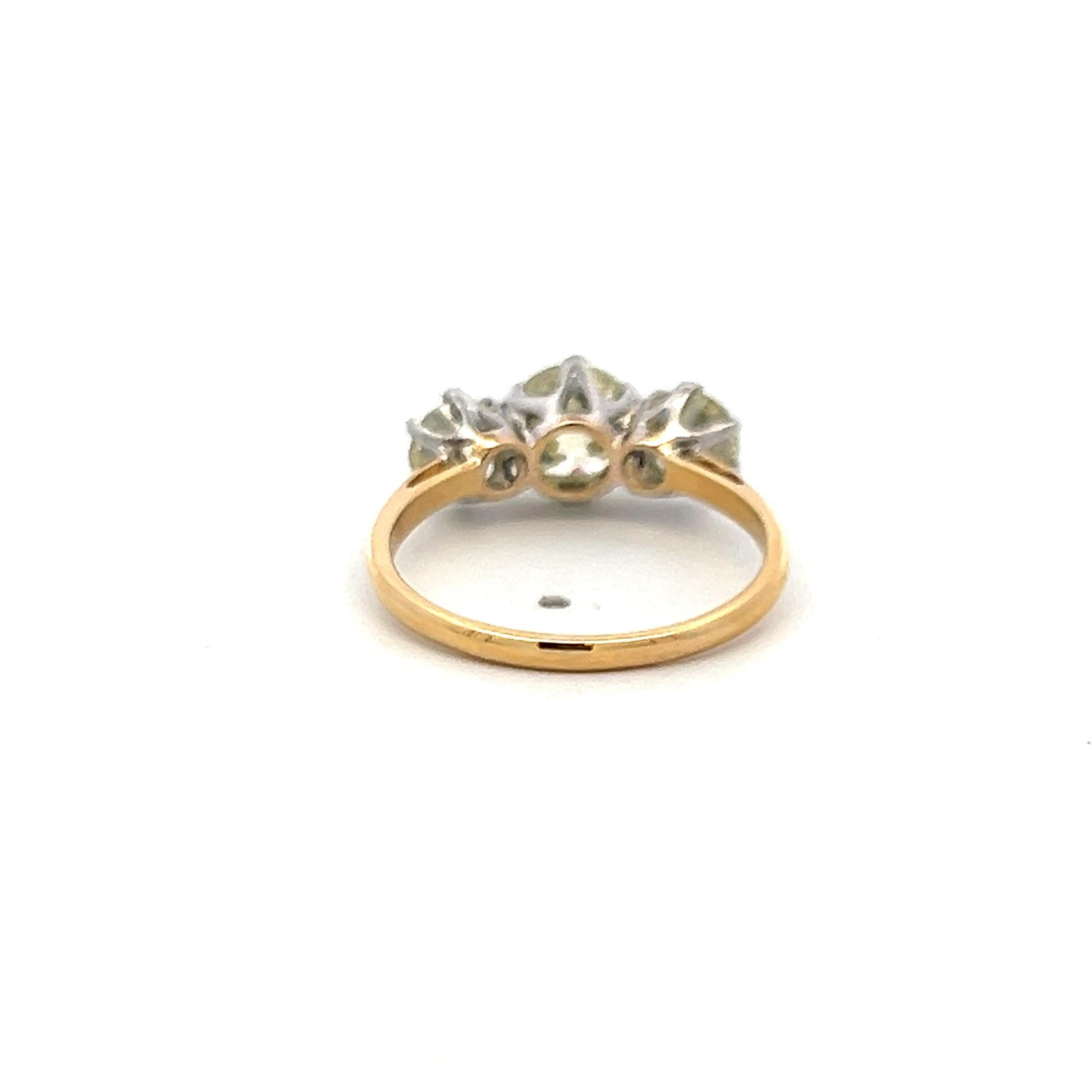 2.56ct Old European Cut Diamond Three-Stone Ring in 18K Two-Tone Gold & Platinum