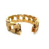 Vintage 66.90 Grams 14 Karat Yellow Gold Paved Link Bracelet