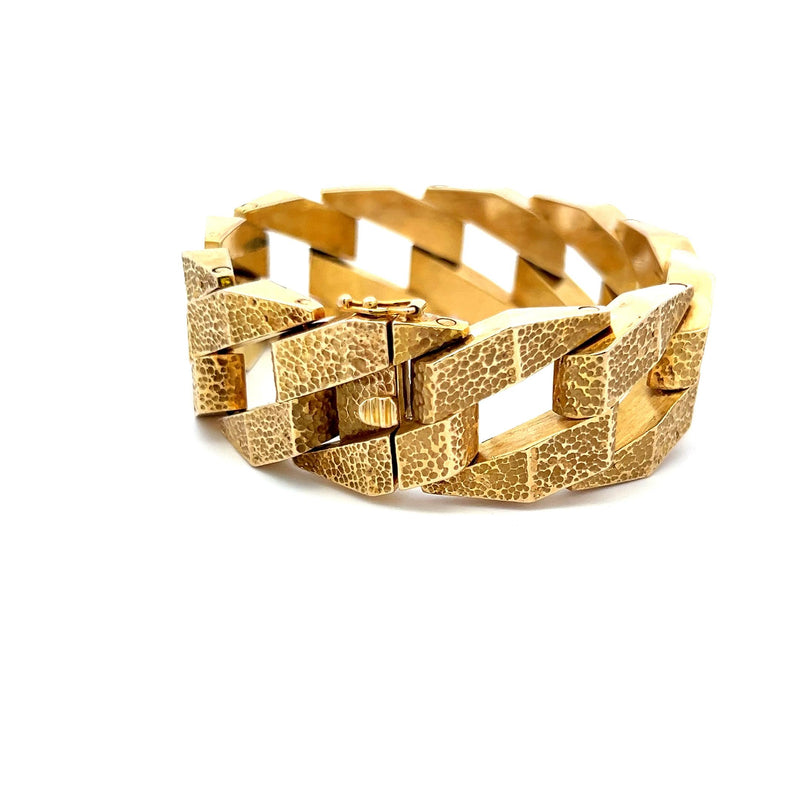 Vintage 66.90 Grams 14 Karat Yellow Gold Paved Link Bracelet