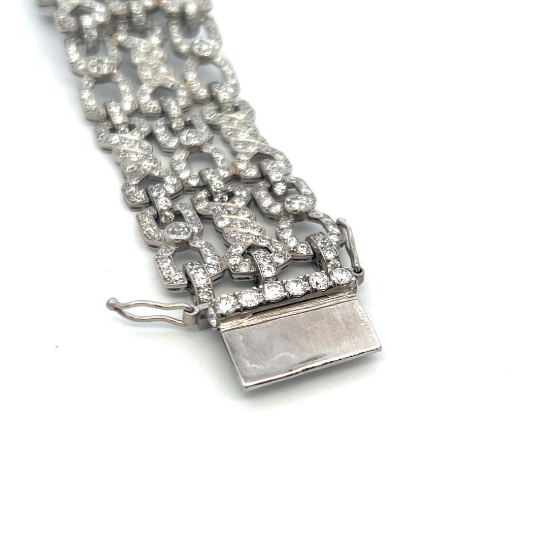 Vintage 18K White Gold Link Bracelet with 11.5 Carat Round G-VS Diamonds
