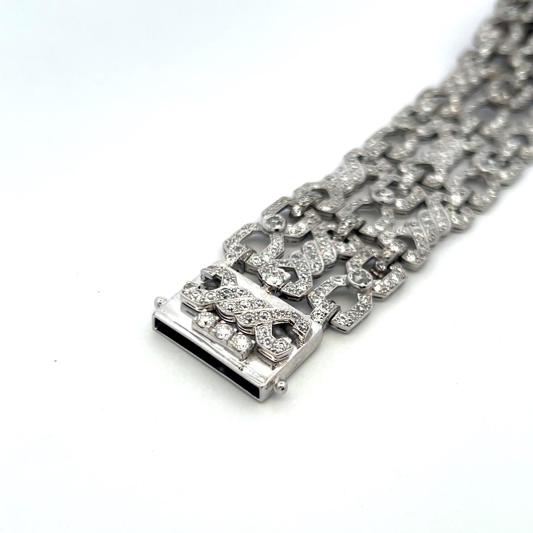 11.50 Carat Round Brilliant G VS Diamond 18 Karat White Gold Link Bracelet