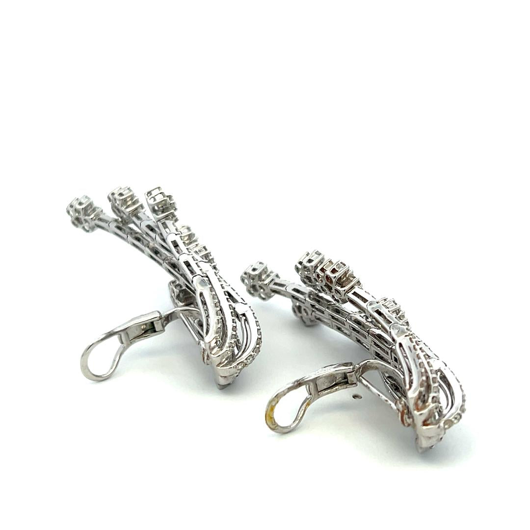 7.25ct Round Brilliant Diamond Dangling Earrings in 18K White Gold (F VS)