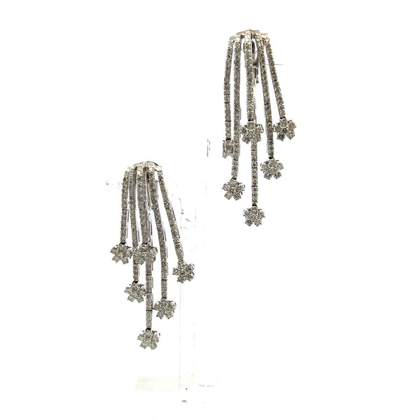 7.25ct Round Brilliant Diamond Dangling Earrings in 18K White Gold (F VS)