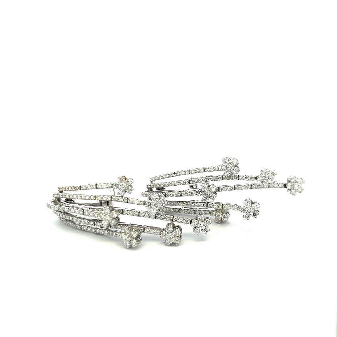 7.25ct Round Brilliant Diamond Dangling Earrings in 18K White Gold (F VS)