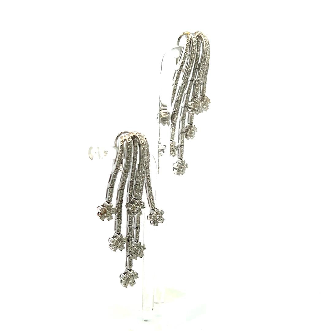 7.25ct Round Brilliant Diamond Dangling Earrings in 18K White Gold (F VS)