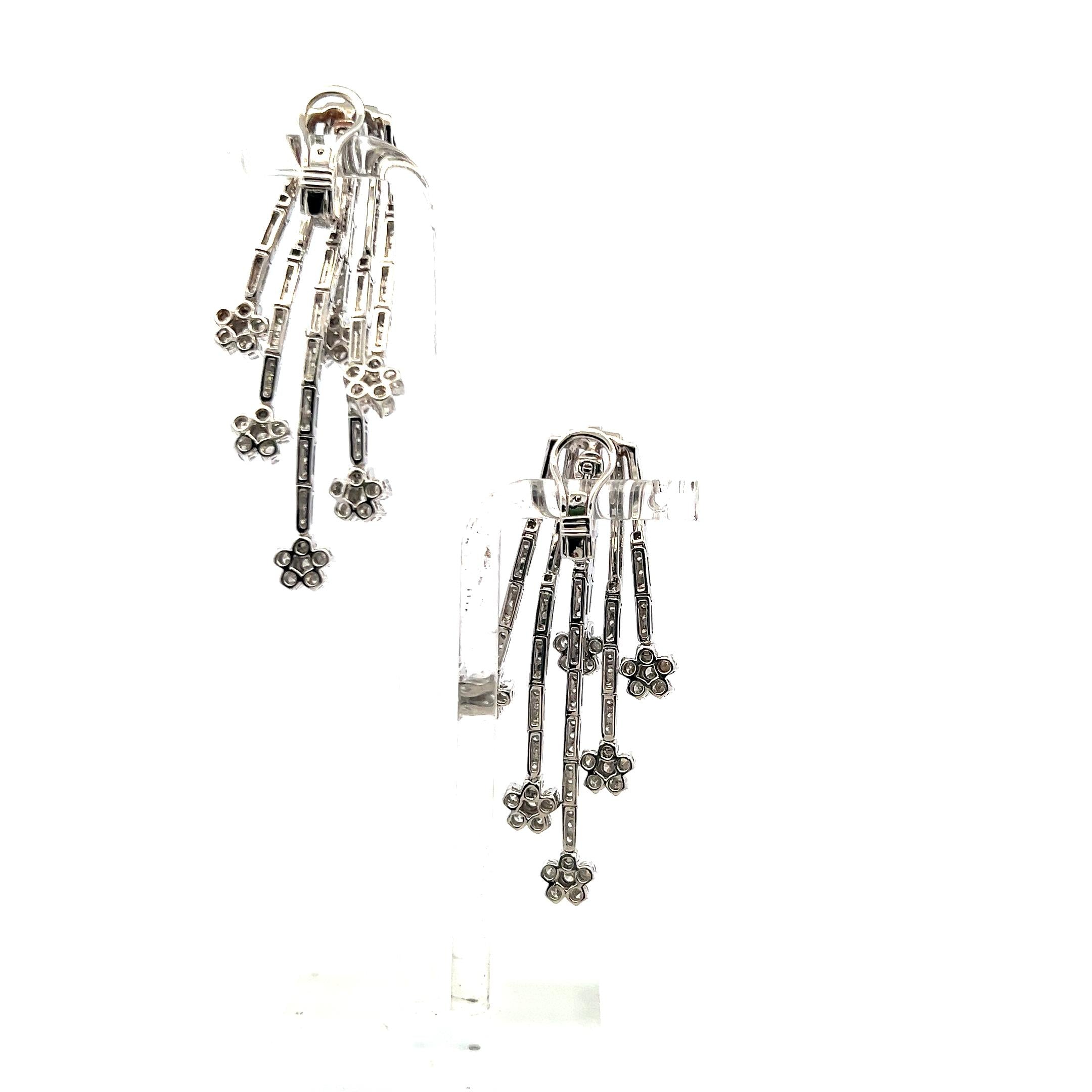 7.25ct Round Brilliant Diamond Dangling Earrings in 18K White Gold (F VS)