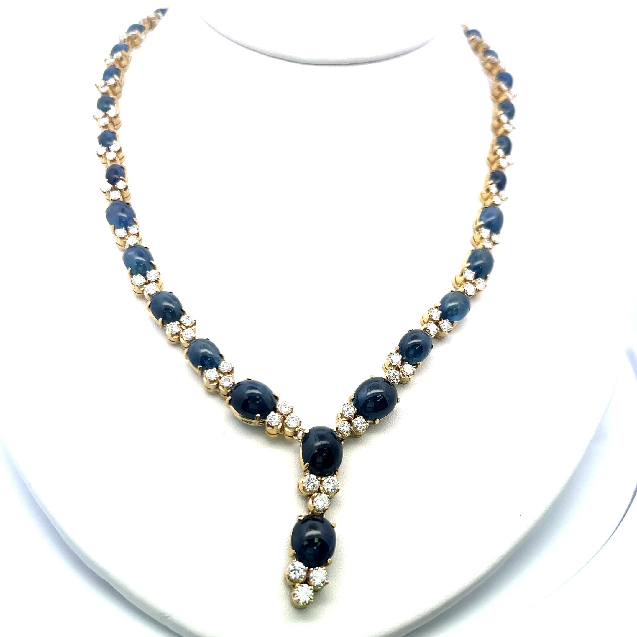 8.00ct Diamond & 7.50ct Sapphire 18K Yellow Gold Necklace, Earrings & Ring Set