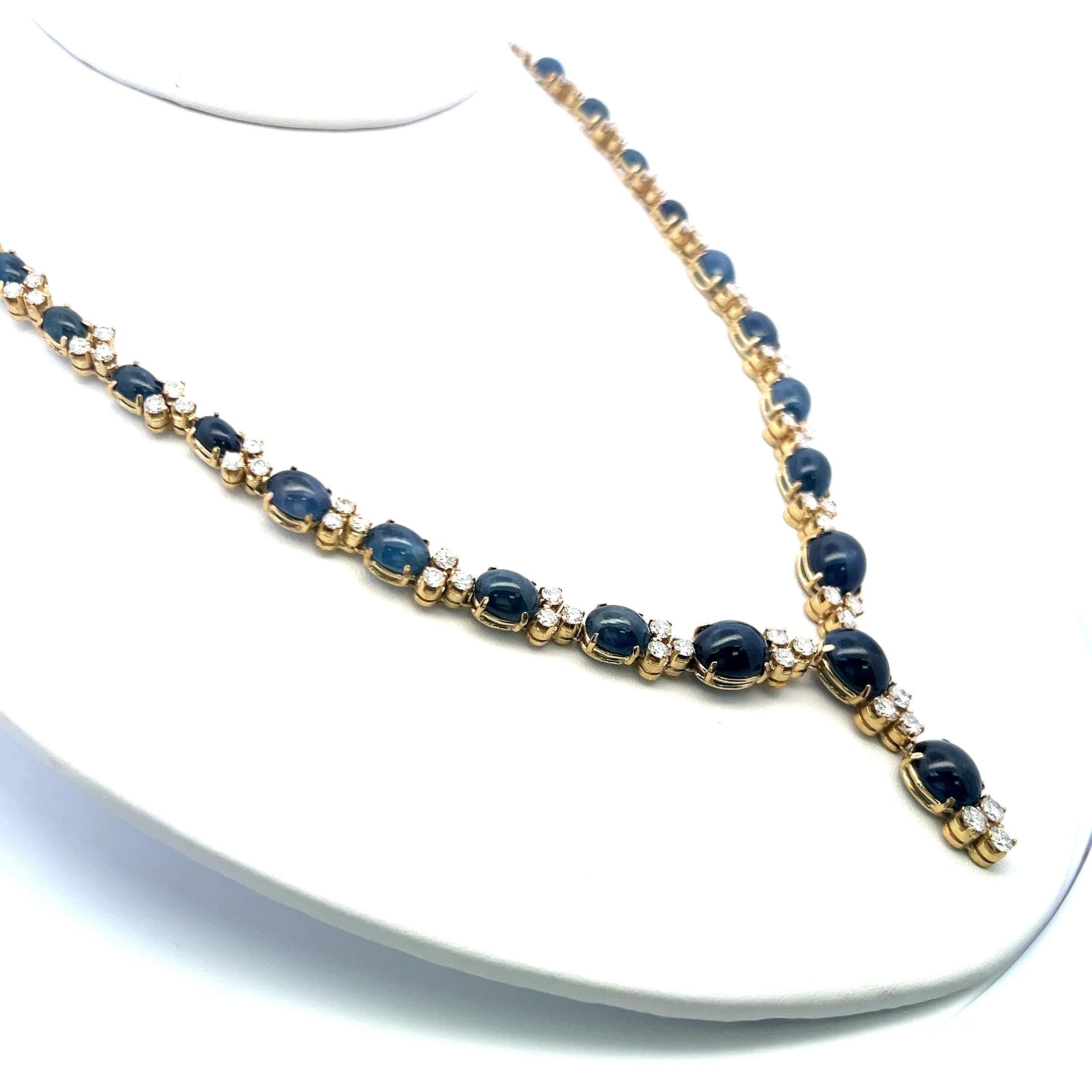 8.00ct Diamond & 7.50ct Sapphire 18K Yellow Gold Necklace, Earrings & Ring Set