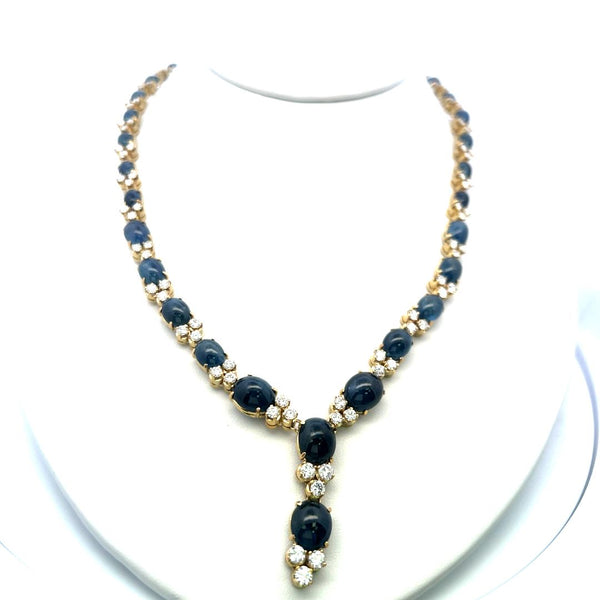 8.00ct Diamond & 7.50ct Sapphire 18K Yellow Gold Necklace, Earrings & Ring Set