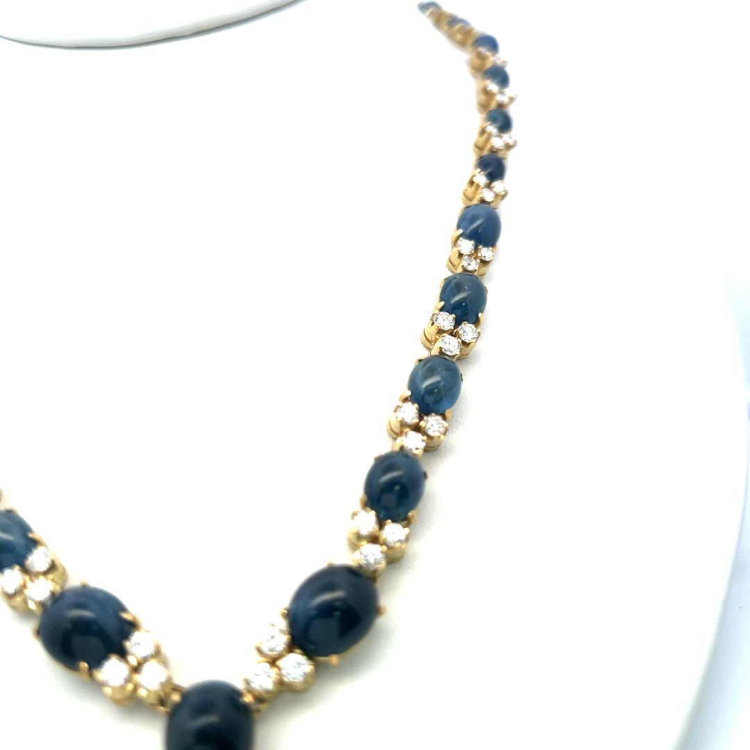 8.00ct Diamond & 7.50ct Sapphire 18K Yellow Gold Necklace, Earrings & Ring Set