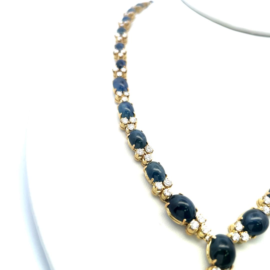 8.00ct Diamond & 7.50ct Sapphire 18K Yellow Gold Necklace, Earrings & Ring Set