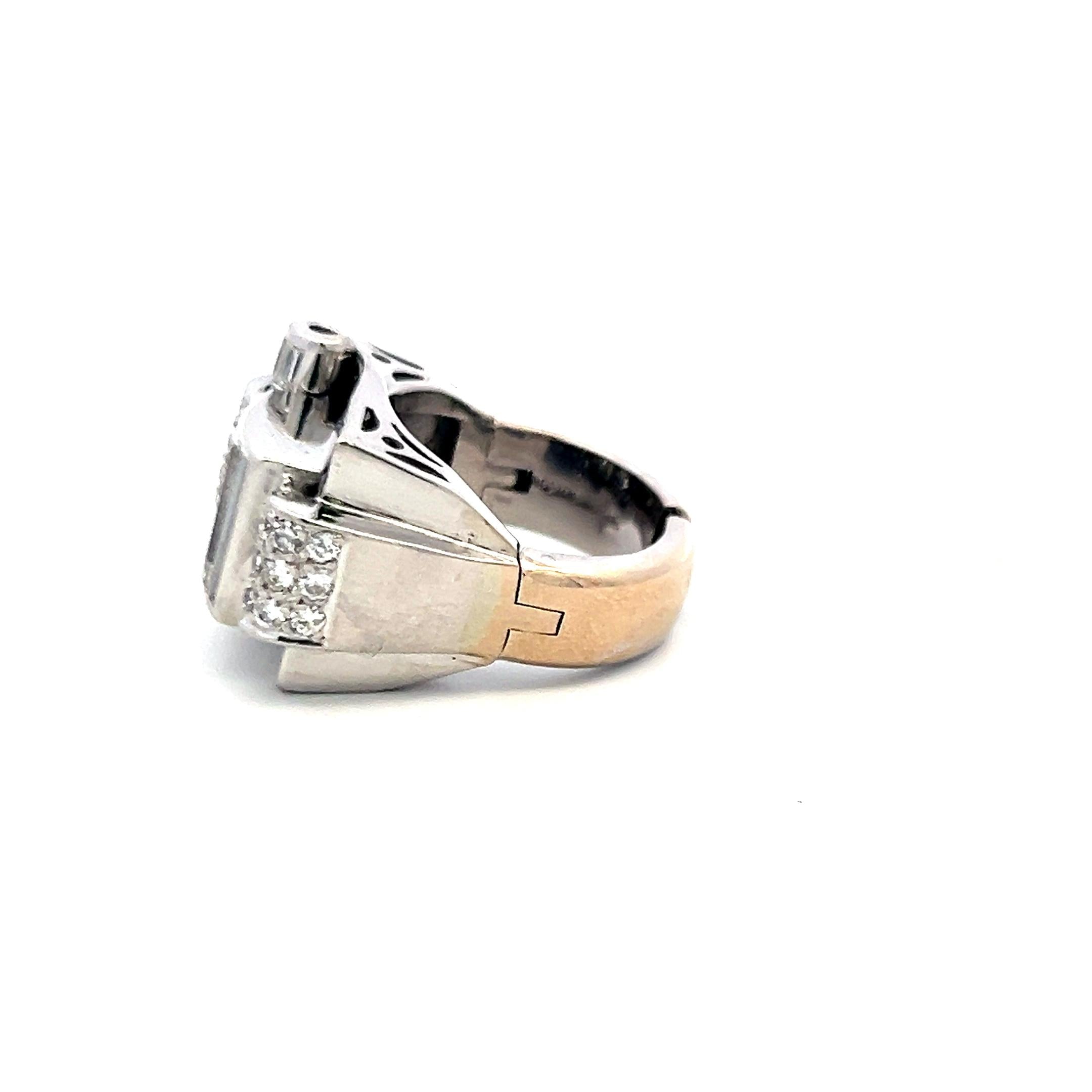 1.40ct Round Brilliant & Baguette Diamond Cocktail Ring in 14K White Gold (I SI)