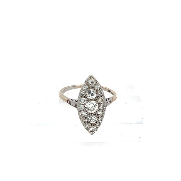 1.21 Carat Old European Cut H SI Diamond Platinum Cocktail Ring