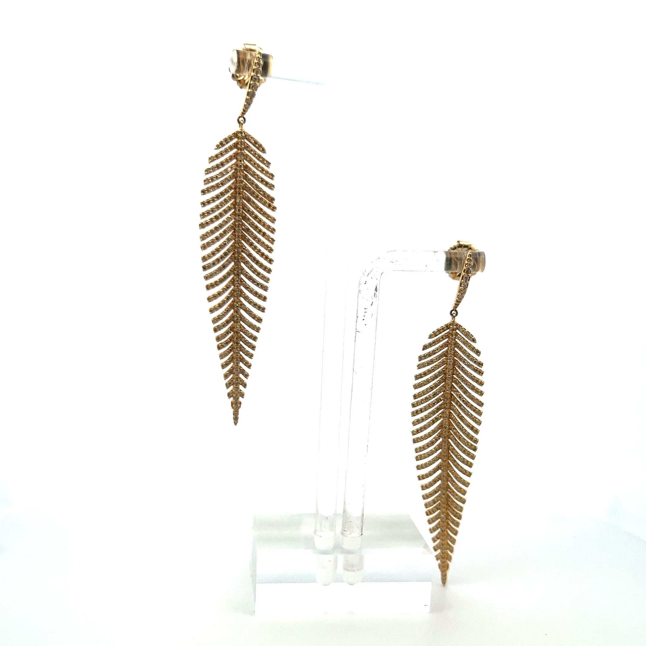 1.82ct Round Brilliant Diamond Dangling Earrings in 18K Yellow Gold (F VS)