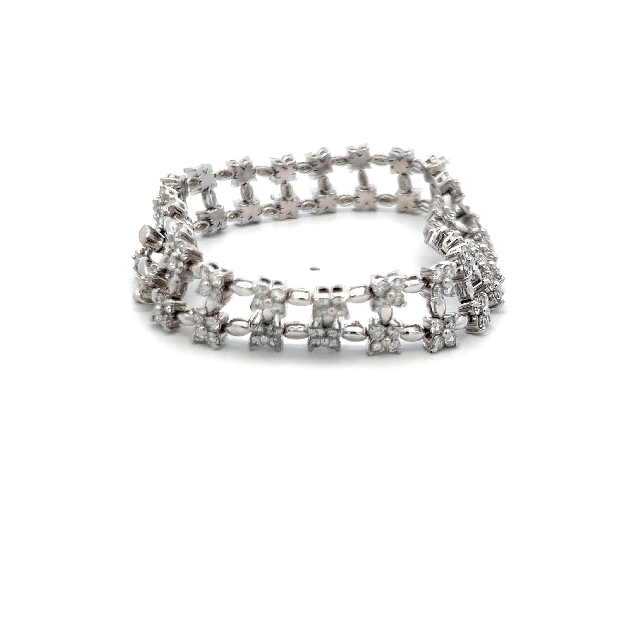 14K White Gold Link Bracelet with 4.5 Carat Round I-VS Diamonds