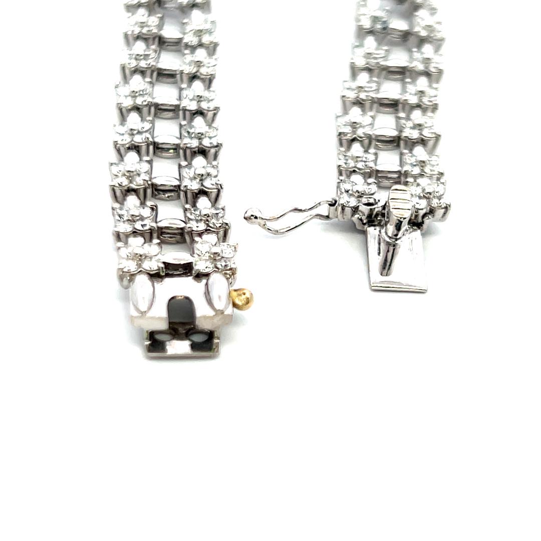 14K White Gold Link Bracelet with 4.5 Carat Round I-VS Diamonds