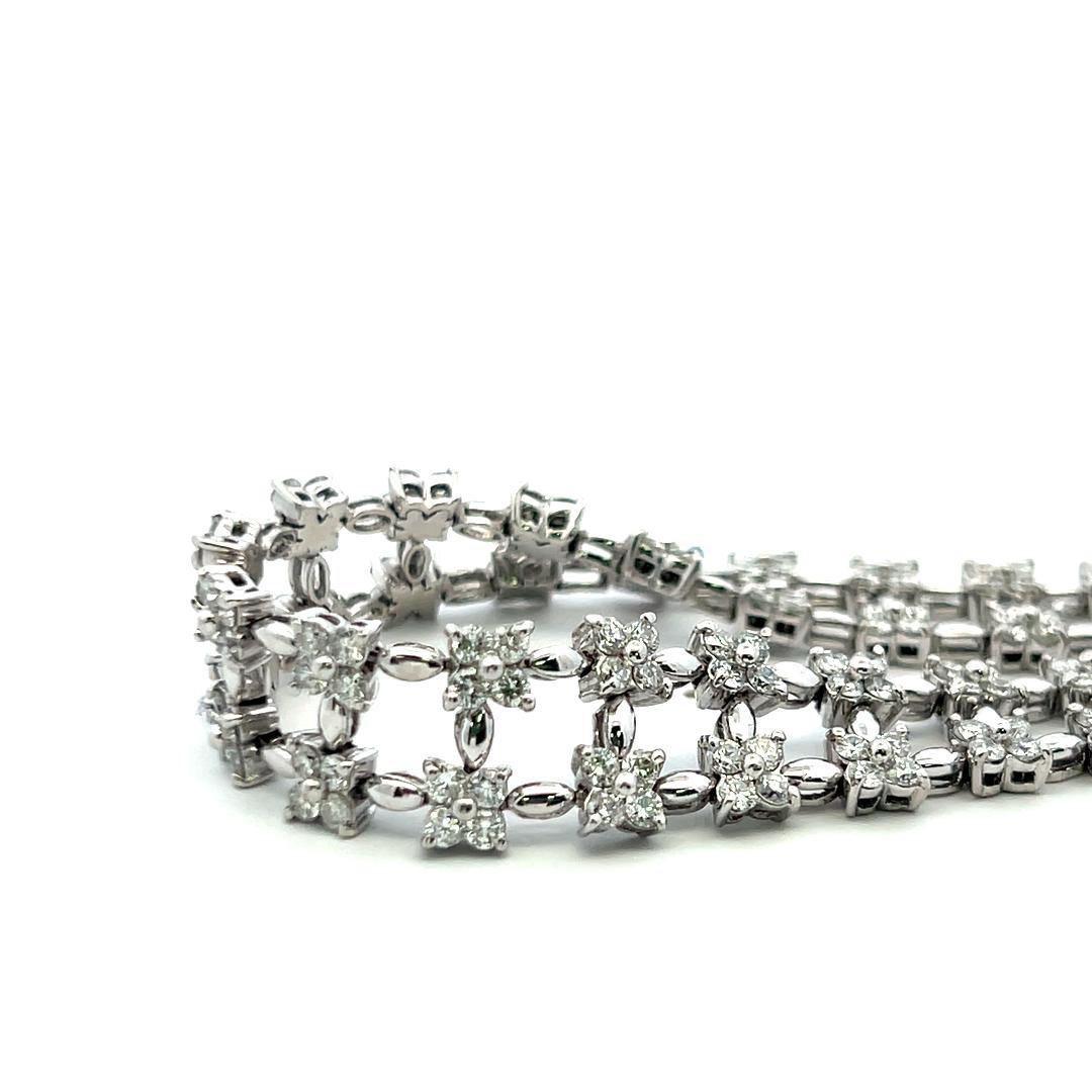 14K White Gold Link Bracelet with 4.5 Carat Round I-VS Diamonds