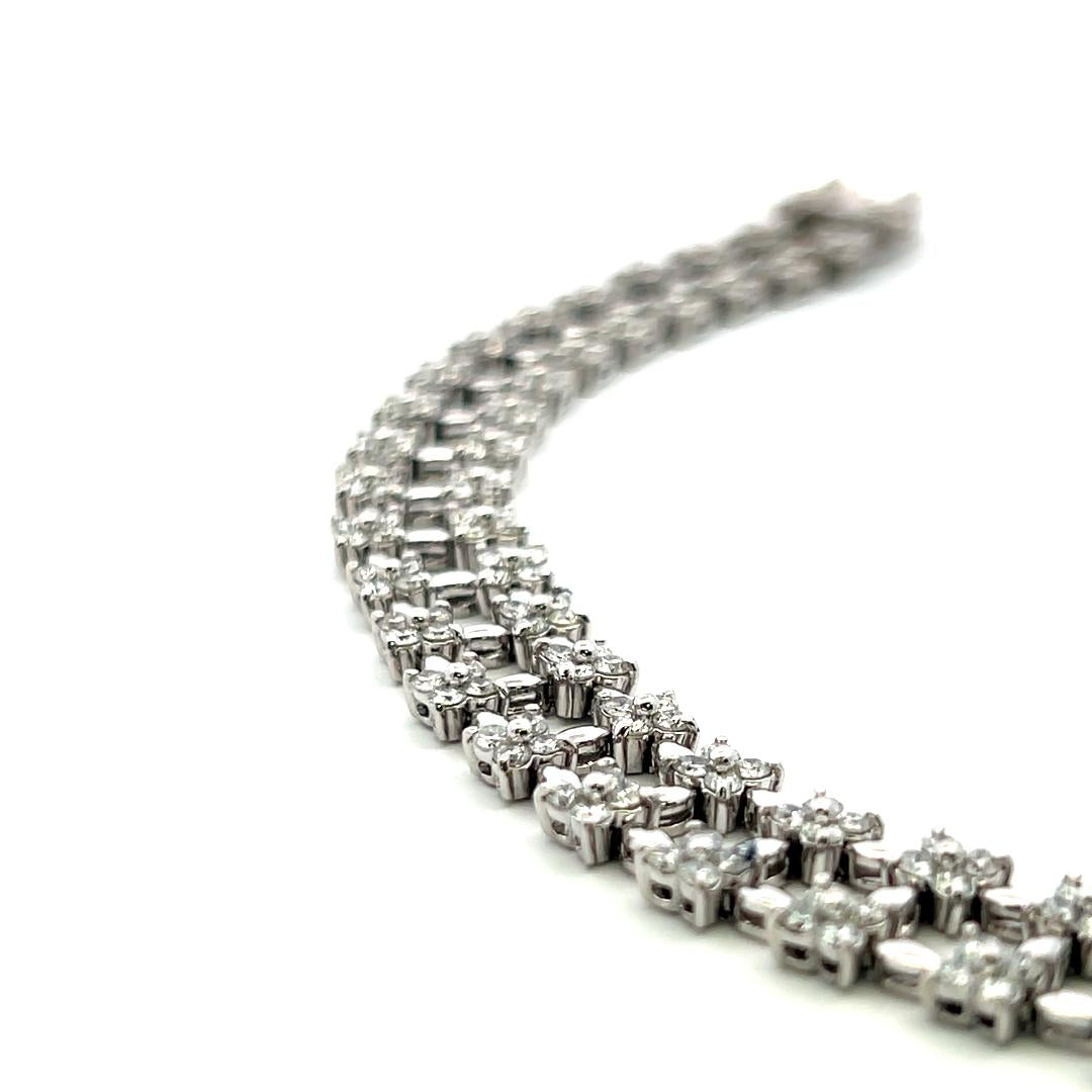 14K White Gold Link Bracelet with 4.5 Carat Round I-VS Diamonds