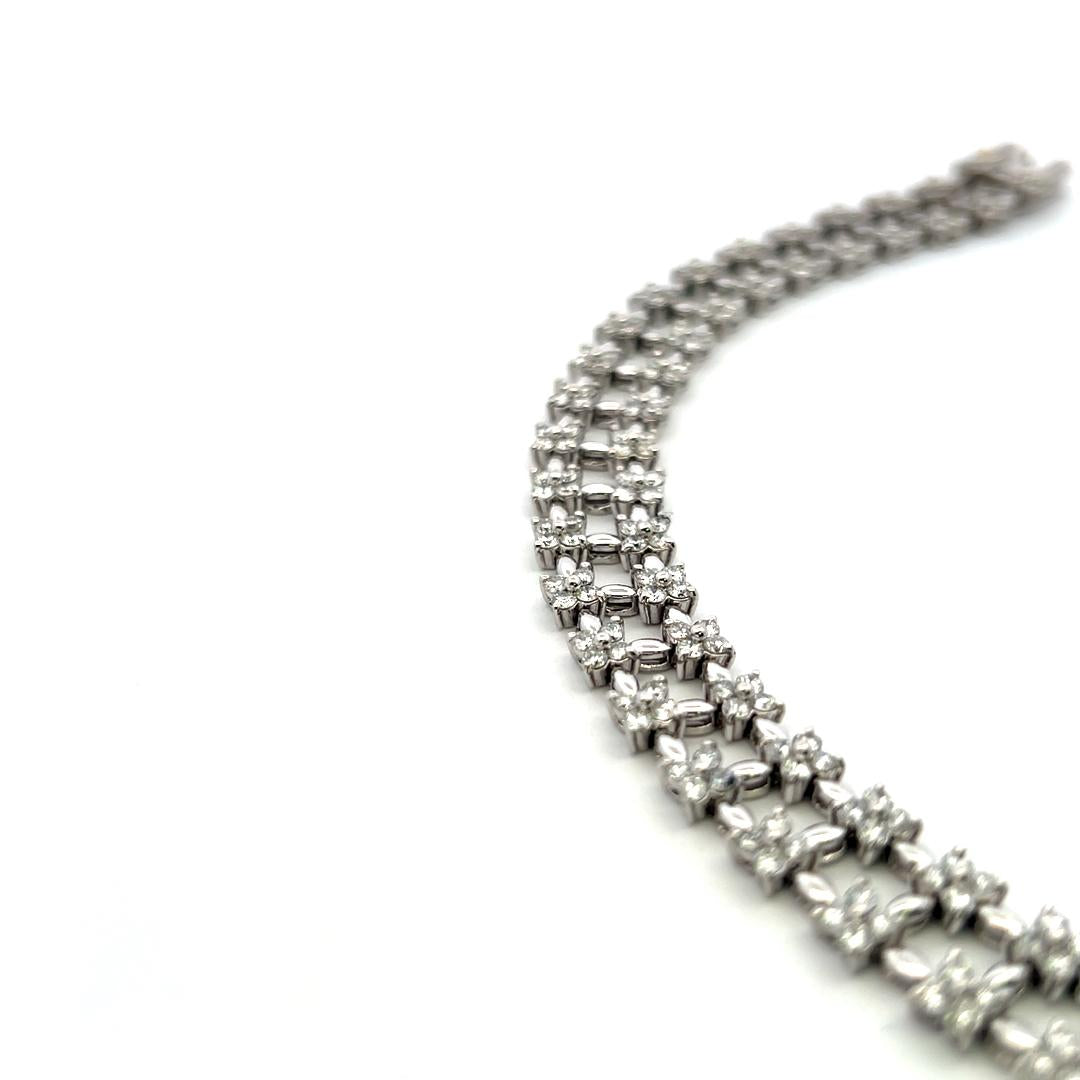14K White Gold Link Bracelet with 4.5 Carat Round I-VS Diamonds