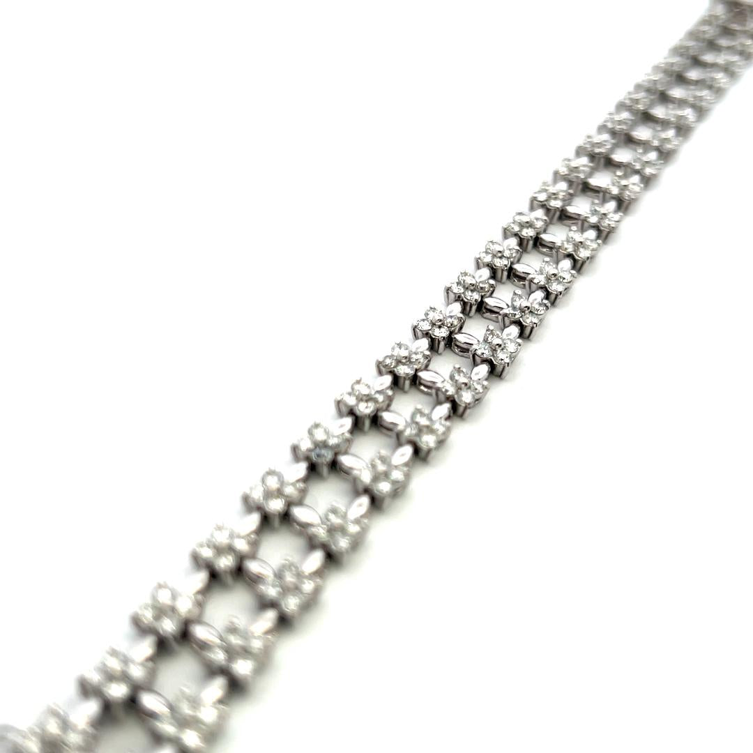 14K White Gold Link Bracelet with 4.5 Carat Round I-VS Diamonds