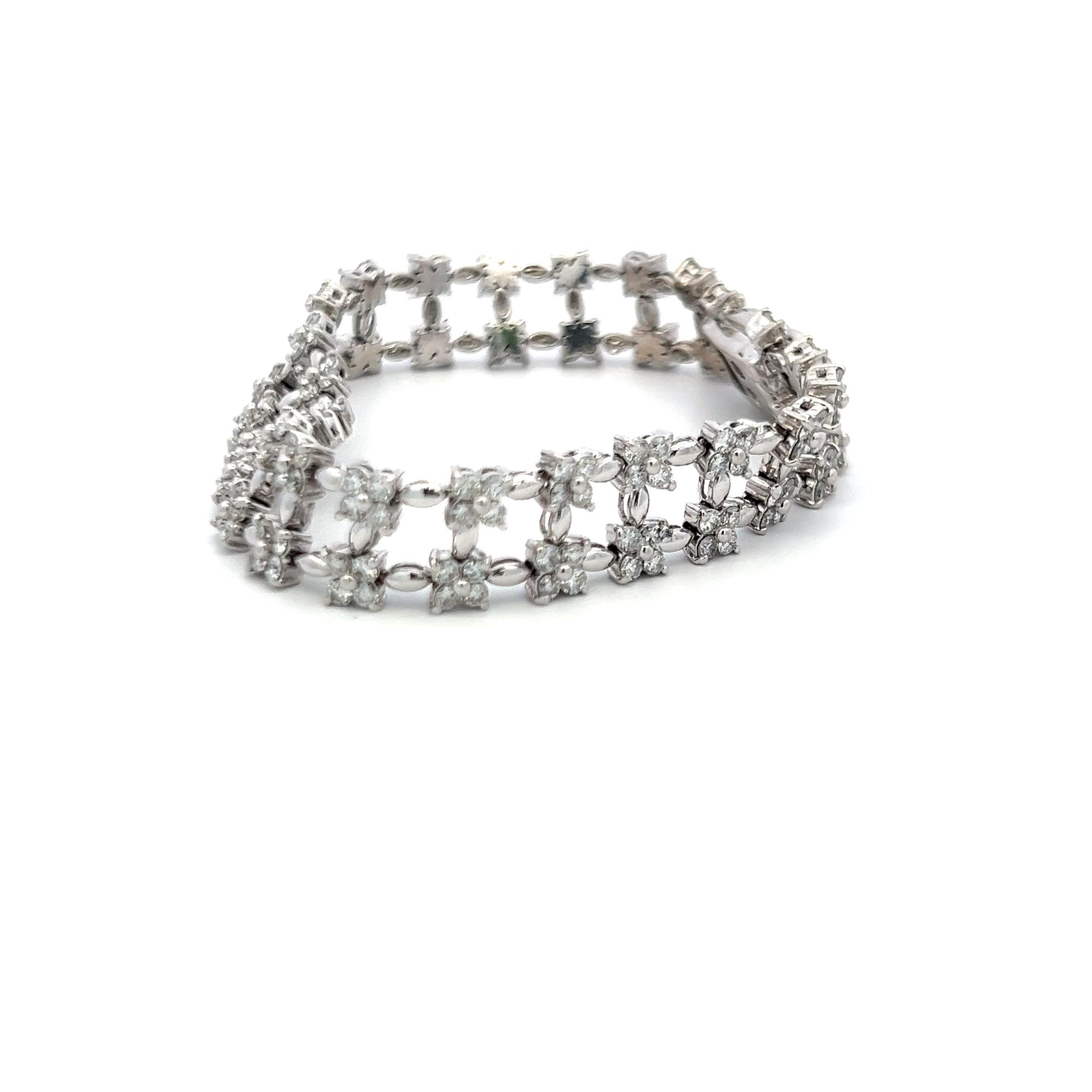 14K White Gold Link Bracelet with 4.5 Carat Round I-VS Diamonds