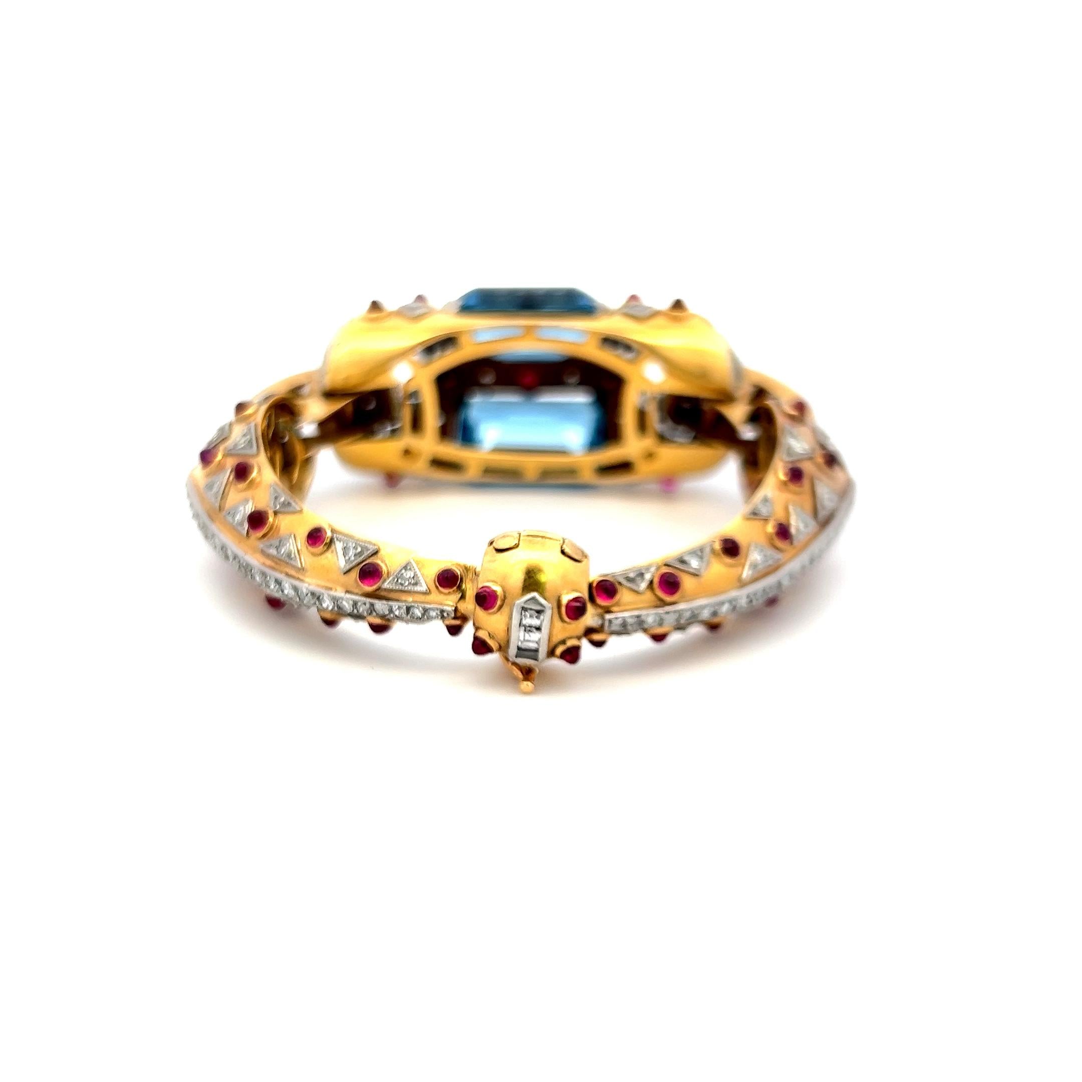 31.00ct Aquamarine & 7.10ct Diamond Retro Bracelet in 18K Two-Tone Gold