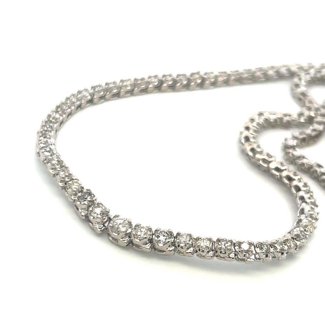 5.50ct Round Brilliant Diamond Riviera Necklace in 14K White Gold (I I1)