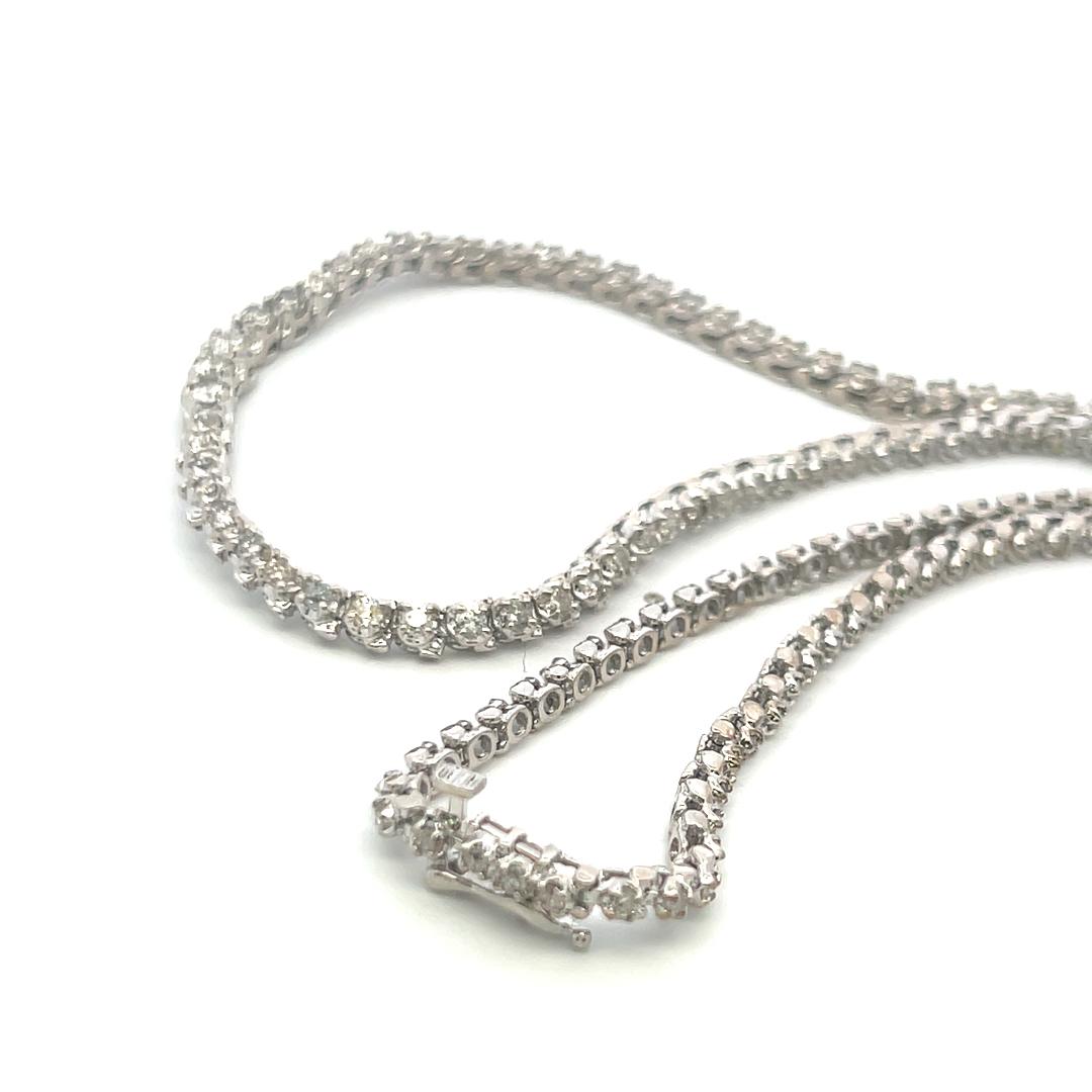 5.50ct Round Brilliant Diamond Riviera Necklace in 14K White Gold (I I1)