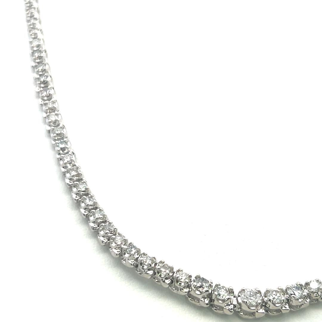 5.50ct Round Brilliant Diamond Riviera Necklace in 14K White Gold (I I1)