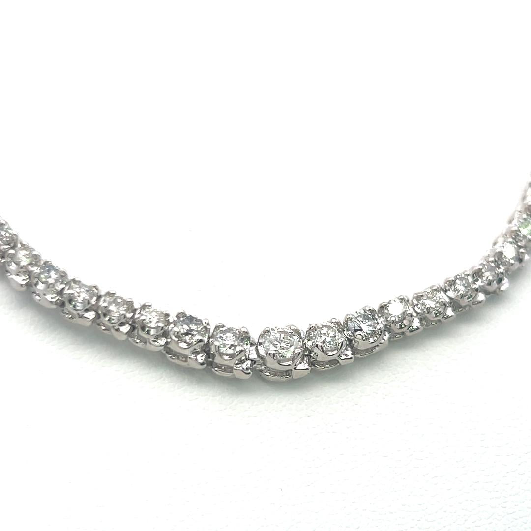 5.50ct Round Brilliant Diamond Riviera Necklace in 14K White Gold (I I1)