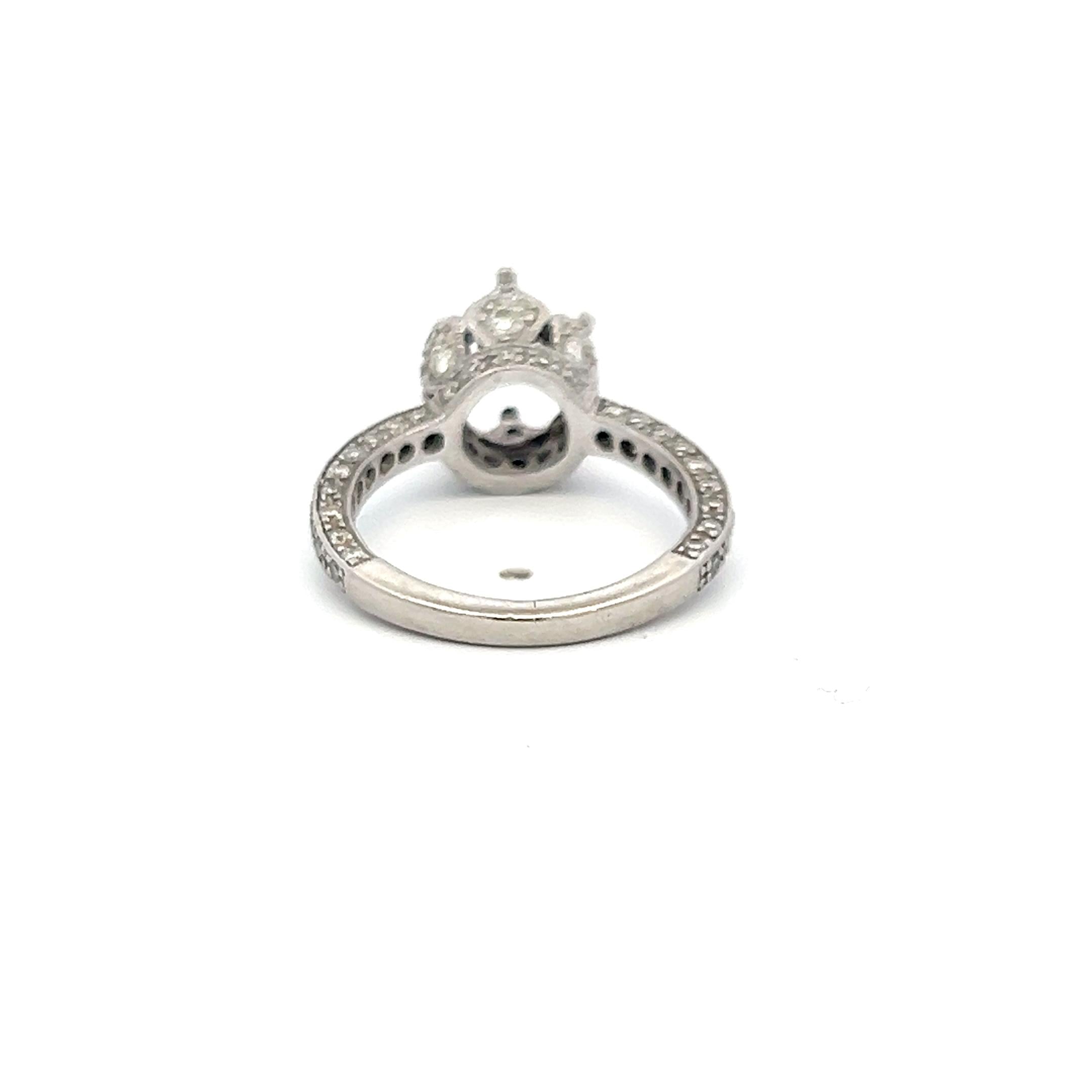 Platinum Semi Mount Ring with 0.4 Ct Diamond Fits 6.8x7.00 mm Center Stone