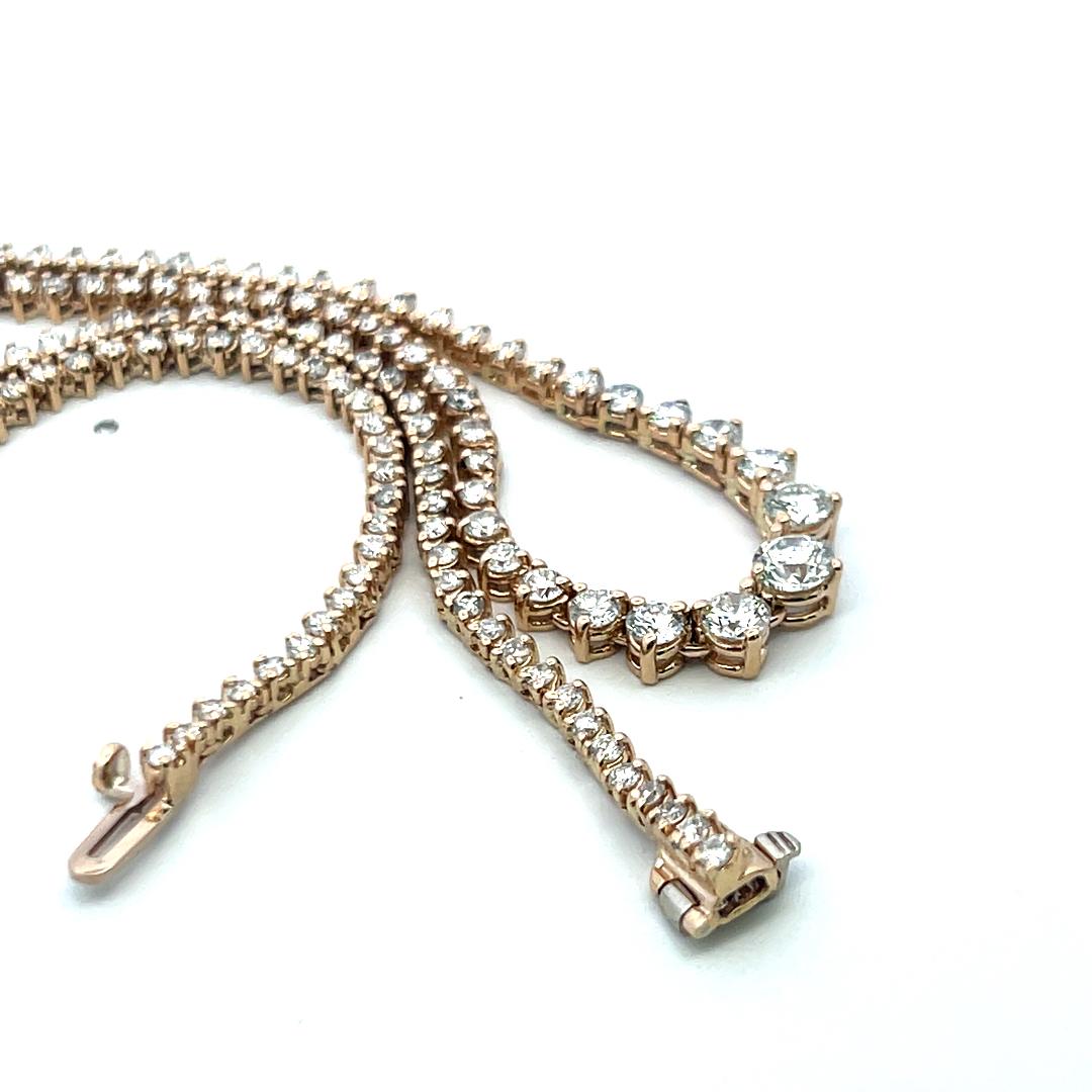 5.80ct Round Brilliant Diamond Riviera Necklace in 14K Yellow Gold (F VS)