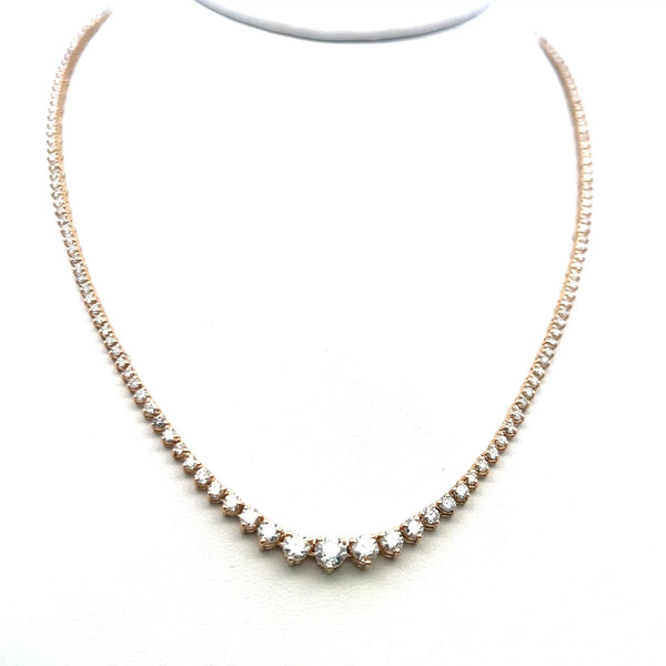 5.80ct Round Brilliant Diamond Riviera Necklace in 14K Yellow Gold (F VS)