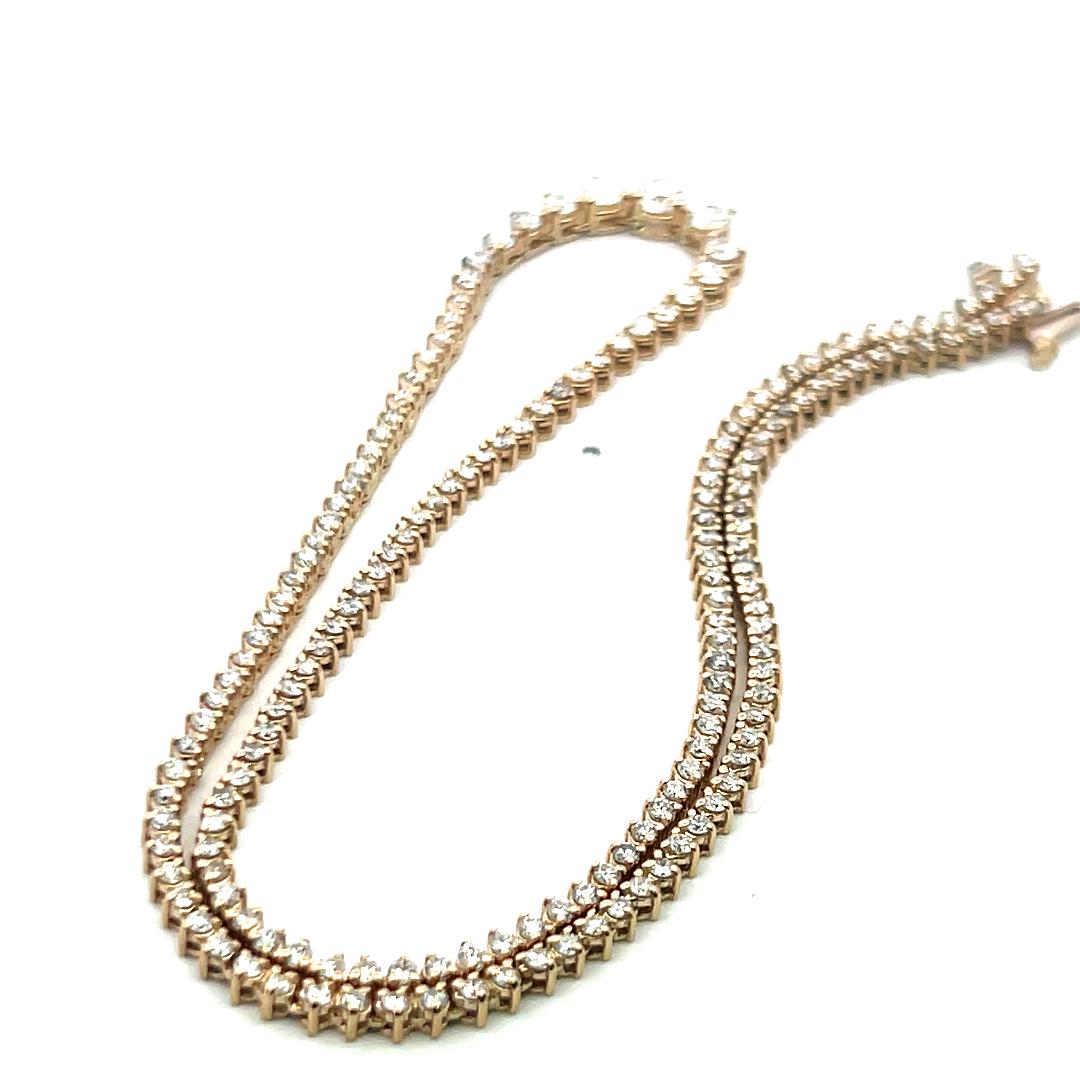 5.80ct Round Brilliant Diamond Riviera Necklace in 14K Yellow Gold (F VS)