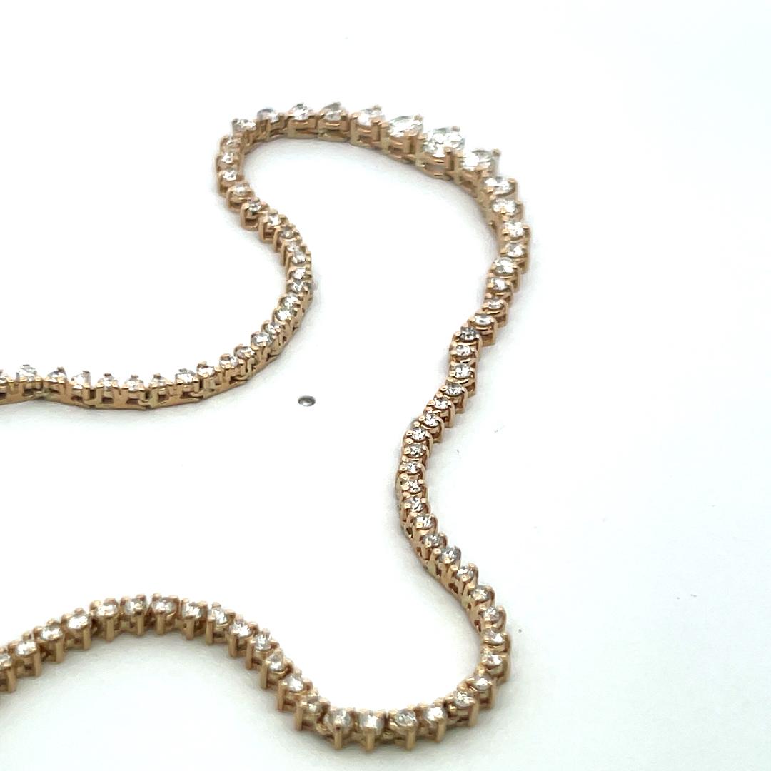 Vintage 14K Yellow Gold Riviera Necklace with 5.82 Carat Round F VS Diamonds
