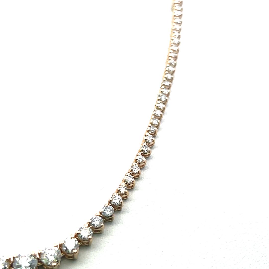 Vintage 14K Yellow Gold Riviera Necklace with 5.82 Carat Round F VS Diamonds