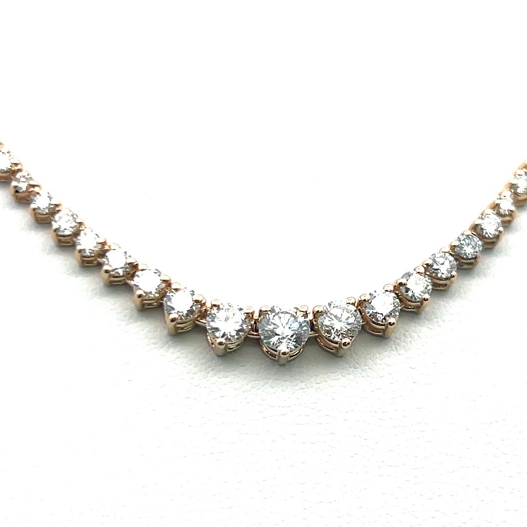 5.80ct Round Brilliant Diamond Riviera Necklace in 14K Yellow Gold (F VS)